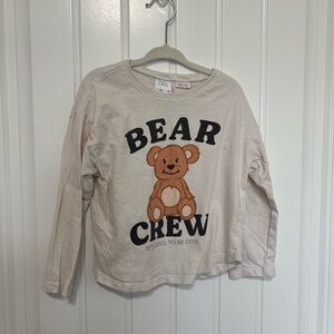 Zara Kids Beige Bear Long Sleeve Tee